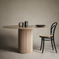 Round Solid Wood Dining Table Modern Brown-natural Furniture with Pedestal Base for Office
