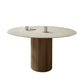 Round Solid Wood Dining Table Modern Brown-natural Furniture with Pedestal Base for Office