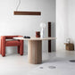Round Solid Wood Dining Table Modern Brown-natural Furniture with Pedestal Base for Office
