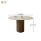 Round Solid Wood Dining Table Modern Brown-natural Furniture with Pedestal Base for Office
