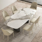 Stone Dining Table Traditional Luxury Dining Table with Double Pedestal Rectangle 55.1"L x 31.5"W x 29.5"H Without Chairs Clearhalo 'Dining Tables & Seating' 'Dining Tables' 'dining_table' 'furn' 'furn_dining_table' 'Furniture' 'Kitchen & Dining Furniture' 5997280