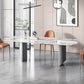 Stone Dining Table Traditional Luxury Dining Table with Double Pedestal Rectangle 70.9"L x 35.4"W x 29.5"H Without Chairs Clearhalo 'Dining Tables & Seating' 'Dining Tables' 'dining_table' 'furn' 'furn_dining_table' 'Furniture' 'Kitchen & Dining Furniture' 5997282