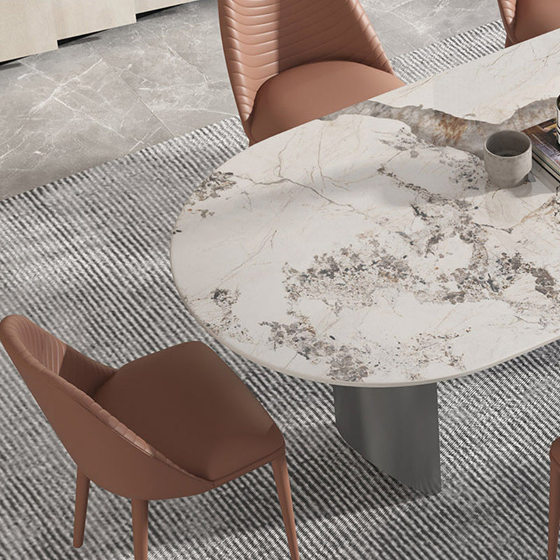 Stone Dining Table Traditional Luxury Dining Table with Double Pedestal Clearhalo 'Dining Tables & Seating' 'Dining Tables' 'dining_table' 'furn' 'furn_dining_table' 'Furniture' 'Kitchen & Dining Furniture' 5997284