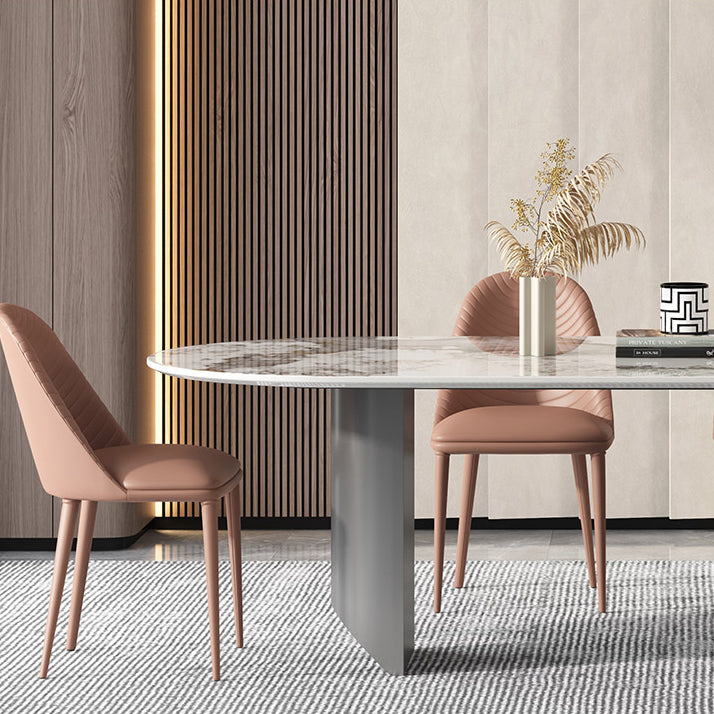 Stone Dining Table Traditional Luxury Dining Table with Double Pedestal Clearhalo 'Dining Tables & Seating' 'Dining Tables' 'dining_table' 'furn' 'furn_dining_table' 'Furniture' 'Kitchen & Dining Furniture' 5997286