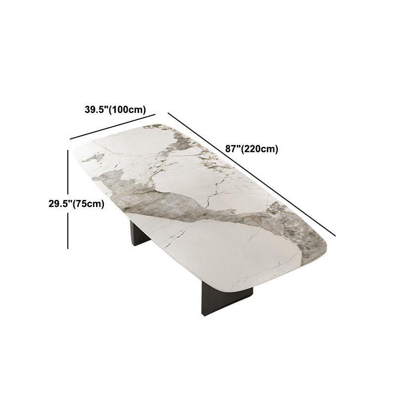 Stone Dining Table Traditional Luxury Dining Table with Double Pedestal Clearhalo 'Dining Tables & Seating' 'Dining Tables' 'dining_table' 'furn' 'furn_dining_table' 'Furniture' 'Kitchen & Dining Furniture' 5997301