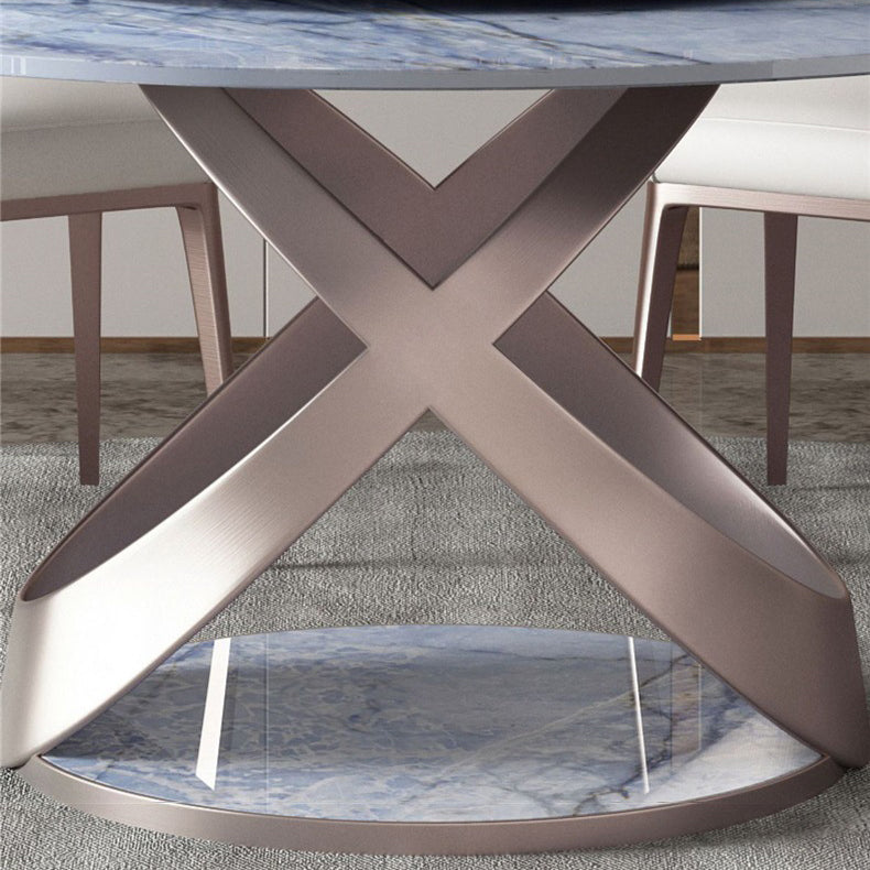 丸い焼結ストーンダイニングテーブルマット仕上げの台座ベースを備えたモダンな家具