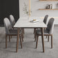 Rectangle Stone Dining Table Solid Wood 4 Legs Dining Table for Kitchen