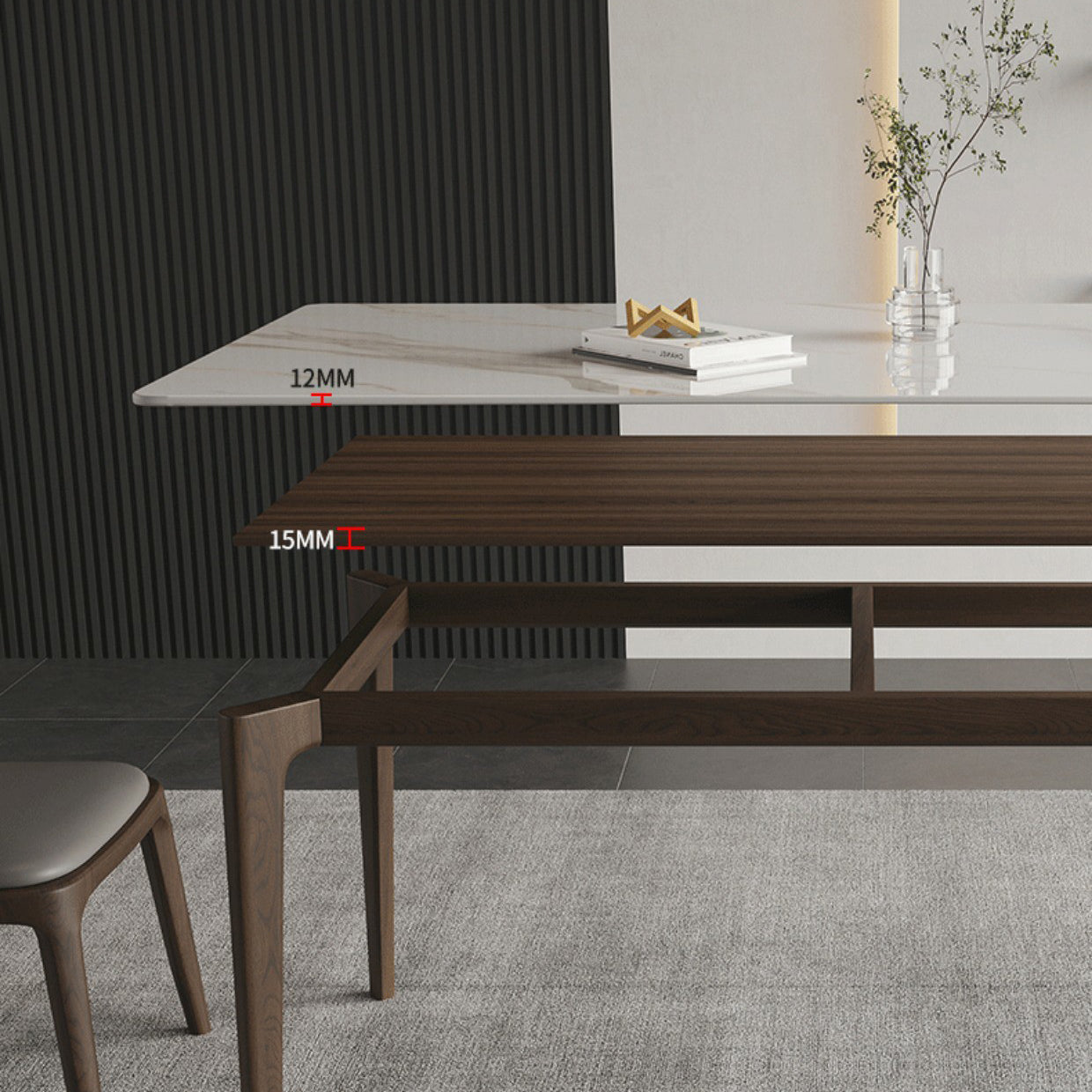 Tavolo da pranzo in pietra rettangolo in legno solido 4 gambe tavolo da pranzo per cucina