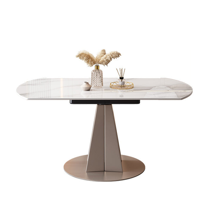 Mesa de comedor de piedra sinterizada redonda muebles modernos con base de pedestal