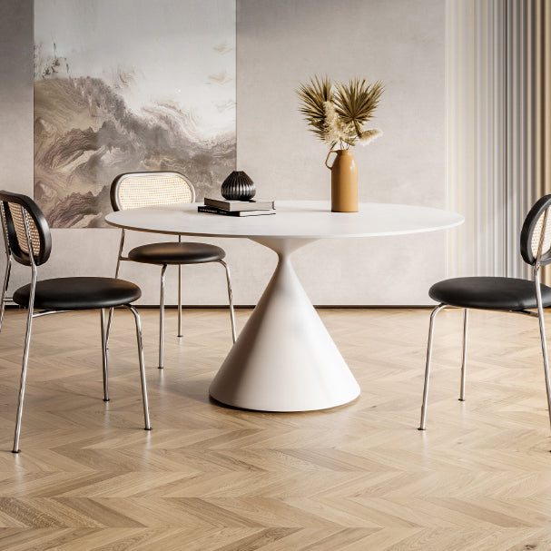 Runder Esstischstein Esstisch in Schwarz und Weiß mit Sockel