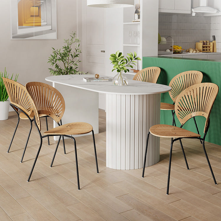 Sintered Stone Dining Table Modern White Furniture with Double Pedestal for Office Clearhalo 'Dining Tables & Seating' 'Dining Tables' 'dining_table' 'furn' 'furn_dining_table' 'Furniture' 'Kitchen & Dining Furniture' 5997426