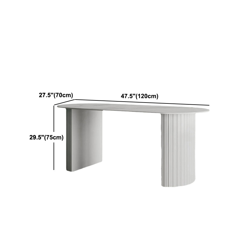 Sintered Stone Dining Table Modern White Furniture with Double Pedestal for Office Clearhalo 'Dining Tables & Seating' 'Dining Tables' 'dining_table' 'furn' 'furn_dining_table' 'Furniture' 'Kitchen & Dining Furniture' 5997435