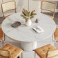 Mesa de comedor superior redonda mesa contemporánea con base de pedestal en blanco