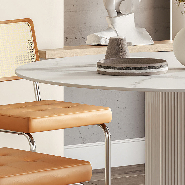 Mesa de comedor superior redonda mesa contemporánea con base de pedestal en blanco