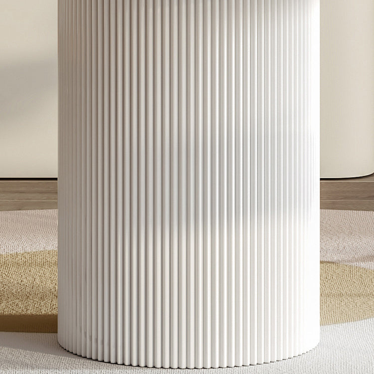 Ronde bovenste eettafel eigentijdse tafel met voetstuk in het wit