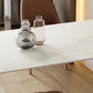 Sintered Stone Dining Table Modern Free Form White Furniture with Double Pedestal for Home