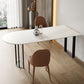Sintered Stone Dining Table Modern Free Form White Furniture with Double Pedestal for Home