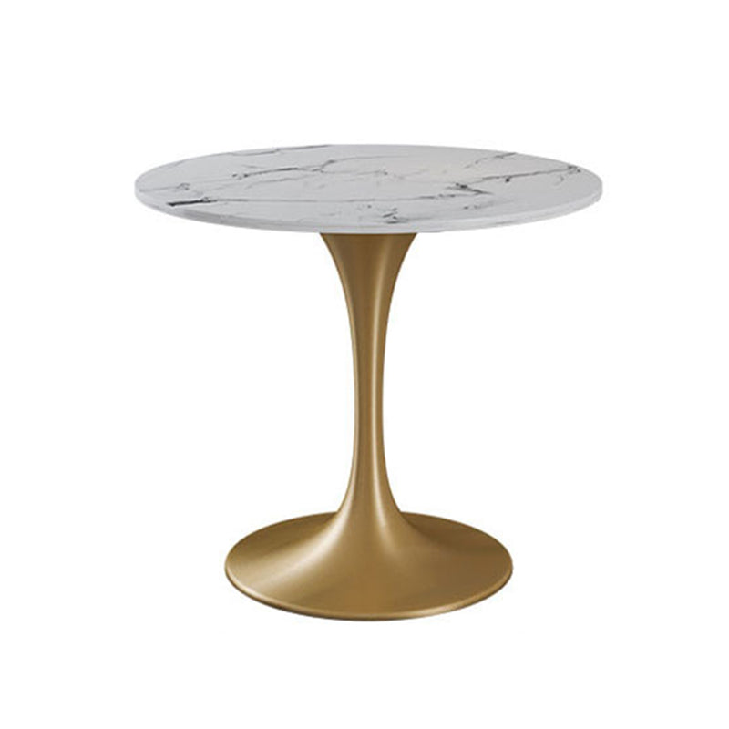 Stone Dining Table Contemporary Dining Table with Metal Pedestal Base