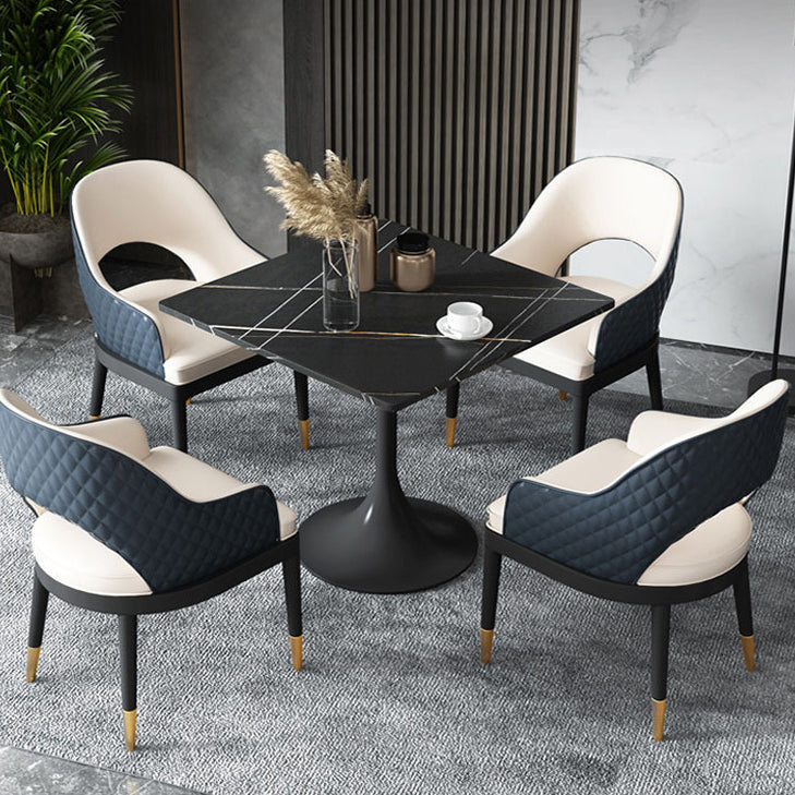 Stone Dining Table Contemporary Dining Table with Metal Pedestal Base