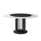 Round Stone Dining Table Modern Turntable Furniture with Pedestal Base in Matte Finish