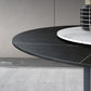 Round Stone Dining Table Modern Turntable Furniture with Pedestal Base in Matte Finish