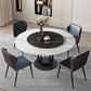 Round Stone Dining Table Modern Turntable Furniture with Pedestal Base in Matte Finish