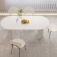 Stone Top Dining Table Contemporary Oval Table with Sled Base Matte White White 55.1"L x 31.5"W x 29.5"H Clearhalo 'Dining Tables & Seating' 'Dining Tables' 'dining_table' 'furn' 'furn_dining_table' 'Furniture' 'Kitchen & Dining Furniture' 5997500