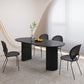 Stone Top Dining Table Contemporary Oval Table with Sled Base Black Black Clearhalo 'Dining Tables & Seating' 'Dining Tables' 'dining_table' 'furn' 'furn_dining_table' 'Furniture' 'Kitchen & Dining Furniture' 5997502
