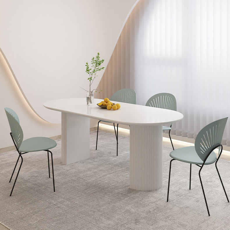 Stone Top Dining Table Contemporary Oval Table with Sled Base Clearhalo 'Dining Tables & Seating' 'Dining Tables' 'dining_table' 'furn' 'furn_dining_table' 'Furniture' 'Kitchen & Dining Furniture' 5997505