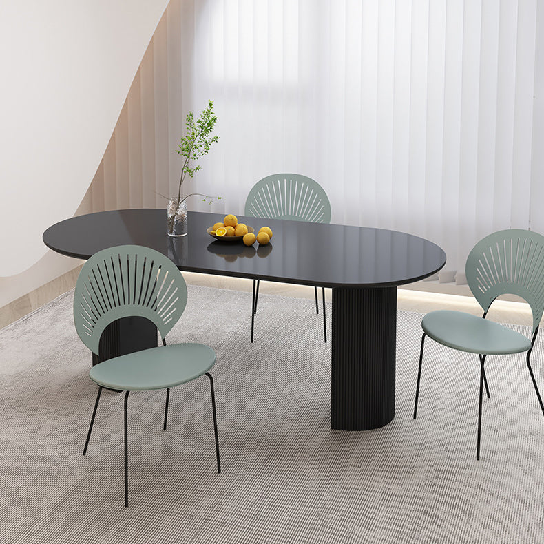 Stone Top Dining Table Contemporary Oval Table with Sled Base Clearhalo 'Dining Tables & Seating' 'Dining Tables' 'dining_table' 'furn' 'furn_dining_table' 'Furniture' 'Kitchen & Dining Furniture' 5997506