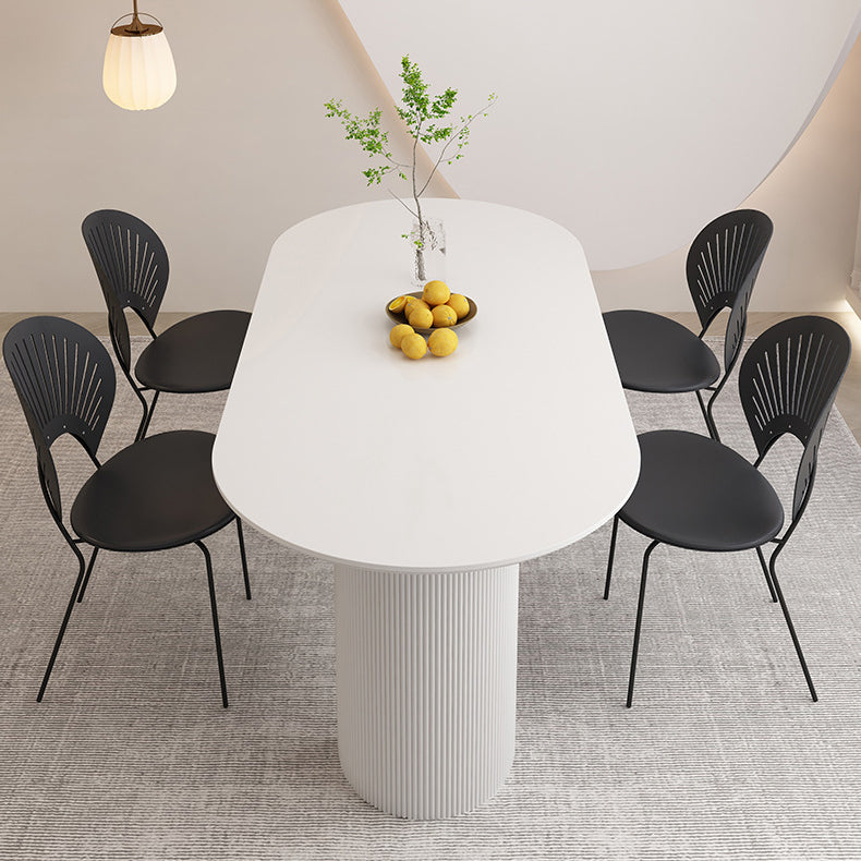 Stone Top Dining Table Contemporary Oval Table with Sled Base Clearhalo 'Dining Tables & Seating' 'Dining Tables' 'dining_table' 'furn' 'furn_dining_table' 'Furniture' 'Kitchen & Dining Furniture' 5997507