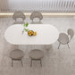 Stone Top Dining Table Contemporary Oval Table with Sled Base Clearhalo 'Dining Tables & Seating' 'Dining Tables' 'dining_table' 'furn' 'furn_dining_table' 'Furniture' 'Kitchen & Dining Furniture' 5997508