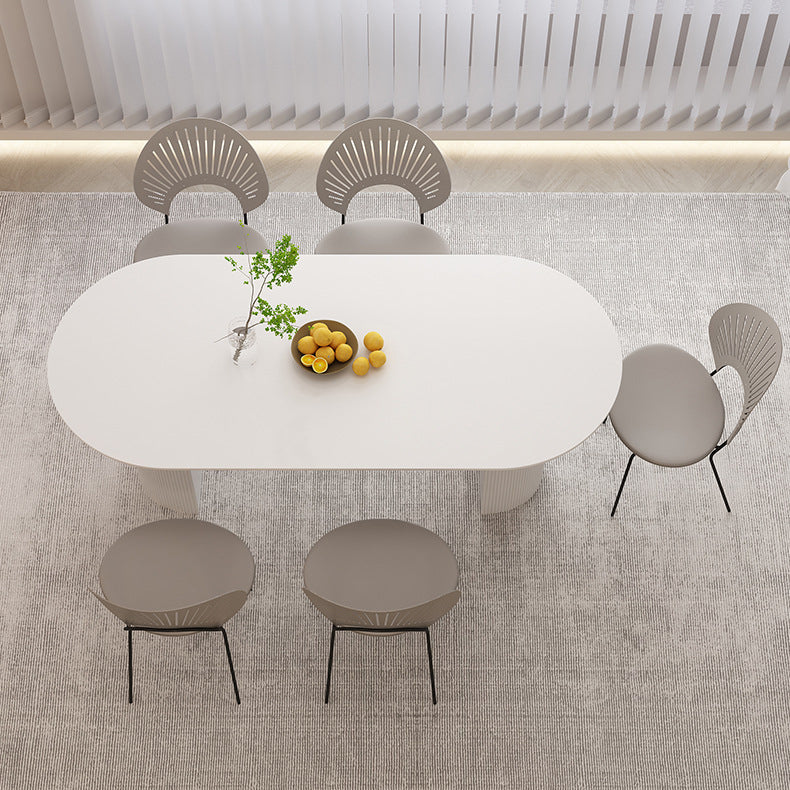 Stone Top Dining Table Contemporary Oval Table with Sled Base Clearhalo 'Dining Tables & Seating' 'Dining Tables' 'dining_table' 'furn' 'furn_dining_table' 'Furniture' 'Kitchen & Dining Furniture' 5997508