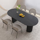 Stone Top Dining Table Contemporary Oval Table with Sled Base Clearhalo 'Dining Tables & Seating' 'Dining Tables' 'dining_table' 'furn' 'furn_dining_table' 'Furniture' 'Kitchen & Dining Furniture' 5997509