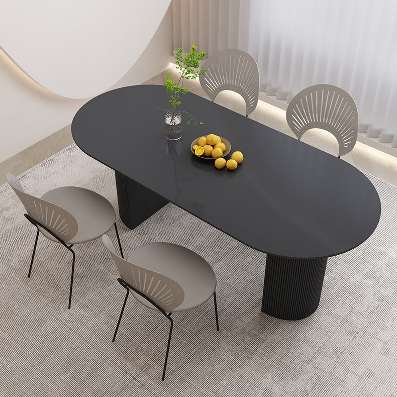 Stone Top Dining Table Contemporary Oval Table with Sled Base Clearhalo 'Dining Tables & Seating' 'Dining Tables' 'dining_table' 'furn' 'furn_dining_table' 'Furniture' 'Kitchen & Dining Furniture' 5997509