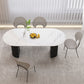 Stone Top Dining Table Contemporary Oval Table with Sled Base Clearhalo 'Dining Tables & Seating' 'Dining Tables' 'dining_table' 'furn' 'furn_dining_table' 'Furniture' 'Kitchen & Dining Furniture' 5997510