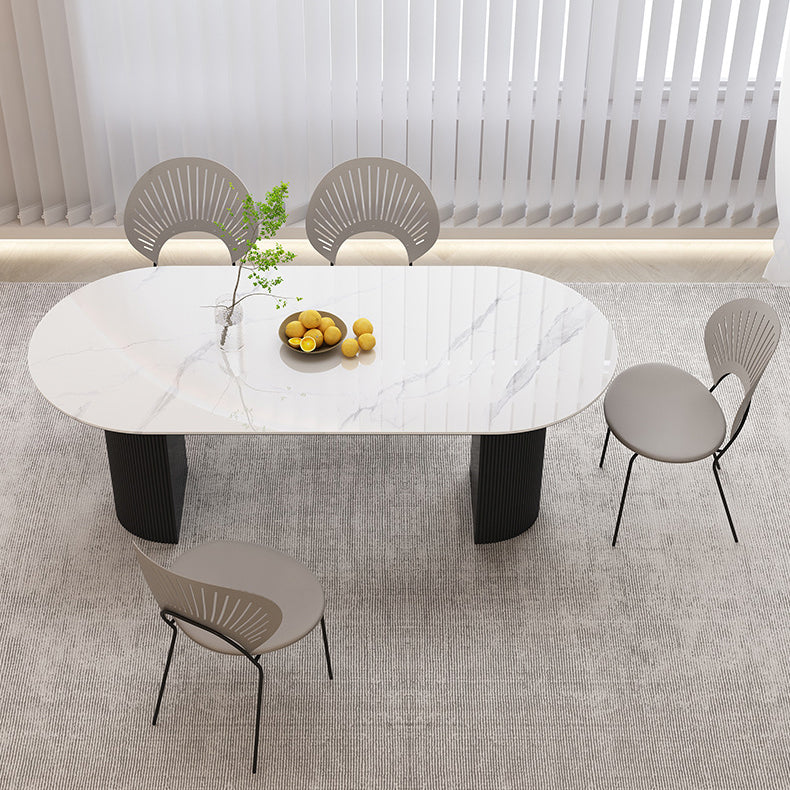 Stone Top Dining Table Contemporary Oval Table with Sled Base Clearhalo 'Dining Tables & Seating' 'Dining Tables' 'dining_table' 'furn' 'furn_dining_table' 'Furniture' 'Kitchen & Dining Furniture' 5997510