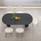 Stone Top Dining Table Contemporary Oval Table with Sled Base Clearhalo 'Dining Tables & Seating' 'Dining Tables' 'dining_table' 'furn' 'furn_dining_table' 'Furniture' 'Kitchen & Dining Furniture' 5997512