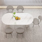 Stone Top Dining Table Contemporary Oval Table with Sled Base Clearhalo 'Dining Tables & Seating' 'Dining Tables' 'dining_table' 'furn' 'furn_dining_table' 'Furniture' 'Kitchen & Dining Furniture' 5997514