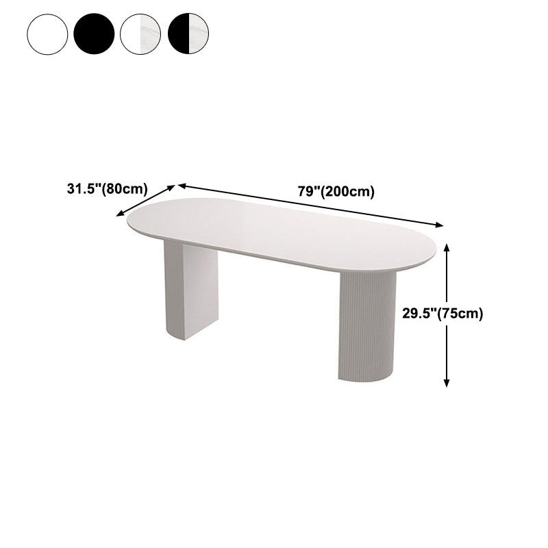 Stone Top Dining Table Contemporary Oval Table with Sled Base Clearhalo 'Dining Tables & Seating' 'Dining Tables' 'dining_table' 'furn' 'furn_dining_table' 'Furniture' 'Kitchen & Dining Furniture' 5997519
