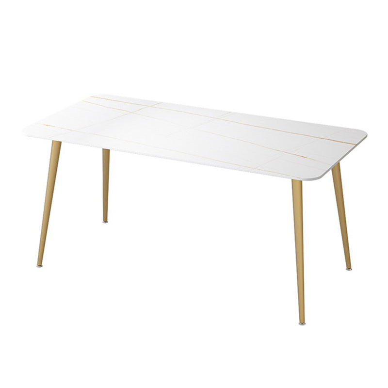 Steen bovenste eettafel industriële rechthoekige tafel met 4 gouden poten