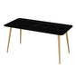Stone Top Dining Table Industrial Rectangle Table with 4 Gold Legs