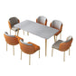 Stone Top Dining Table Industrial Rectangle Table with 4 Gold Legs