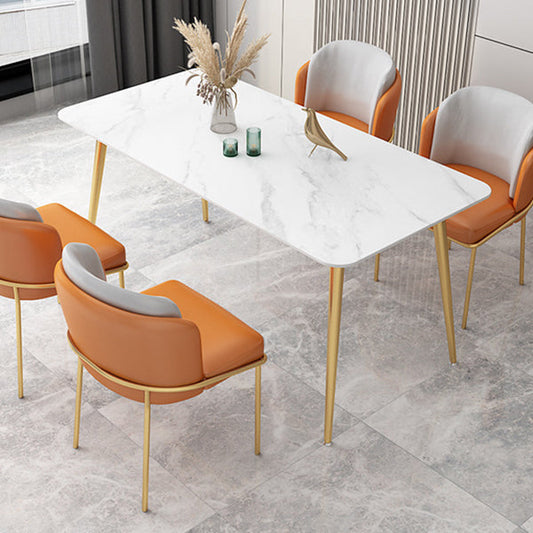 Stone Top Esstisch Industrial Rechtecktisch mit 4 goldenen Beinen