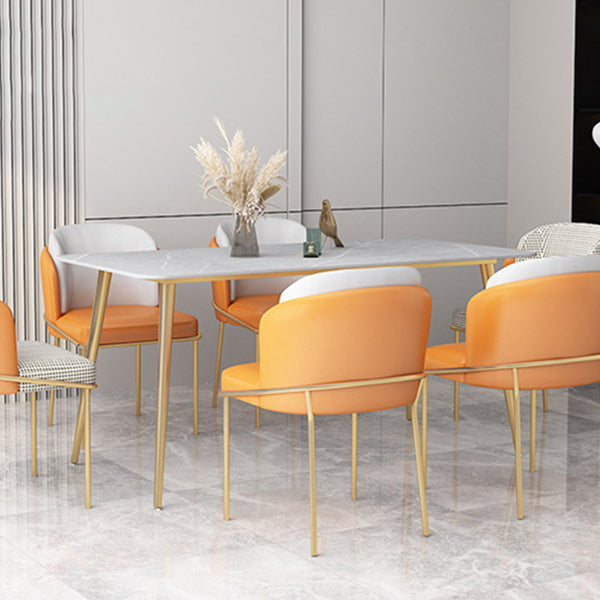 Tavolo da pranzo top in pietra tavolo rettangolo industriale con 4 gambe dorate