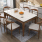 Rectangle Stone Top Table Mid-Century Modern Dining Table with 4 Wood Legs Brown Without Chairs Clearhalo 'Dining Tables & Seating' 'Dining Tables' 'dining_table' 'furn' 'furn_dining_table' 'Furniture' 'Kitchen & Dining Furniture' 5997597