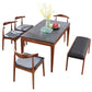 Rectangle Stone Top Table Mid-Century Modern Dining Table with 4 Wood Legs Clearhalo 'Dining Tables & Seating' 'Dining Tables' 'dining_table' 'furn' 'furn_dining_table' 'Furniture' 'Kitchen & Dining Furniture' 5997598