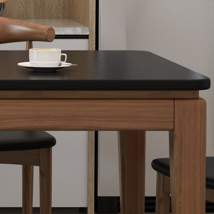 Rectangle Stone Top Table Mid-Century Modern Dining Table with 4 Wood Legs Clearhalo 'Dining Tables & Seating' 'Dining Tables' 'dining_table' 'furn' 'furn_dining_table' 'Furniture' 'Kitchen & Dining Furniture' 5997602