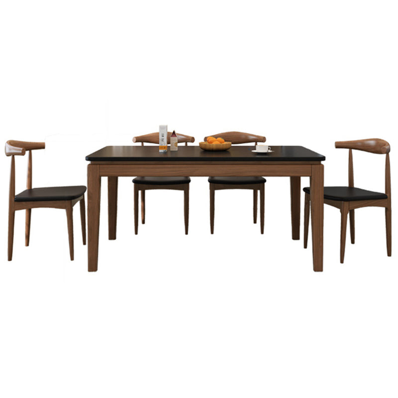 Rectangle Stone Top Table Mid-Century Modern Dining Table with 4 Wood Legs Clearhalo 'Dining Tables & Seating' 'Dining Tables' 'dining_table' 'furn' 'furn_dining_table' 'Furniture' 'Kitchen & Dining Furniture' 5997604