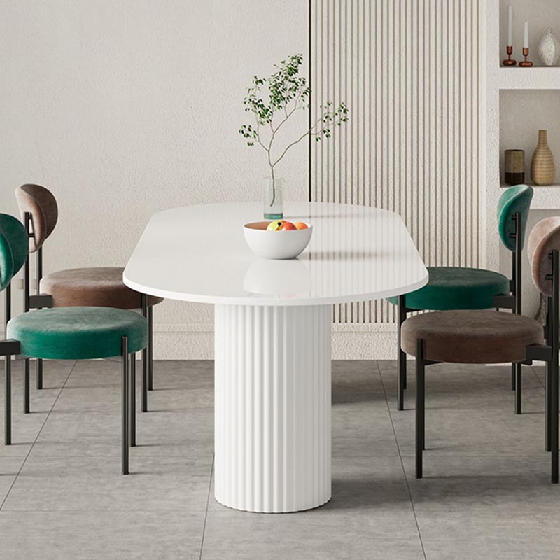 Oval Sintered Stone Dining Table Modern White Furniture with Double Pedestal for Home Clearhalo 'Dining Tables & Seating' 'Dining Tables' 'dining_table' 'furn' 'furn_dining_table' 'Furniture' 'Kitchen & Dining Furniture' 5997636